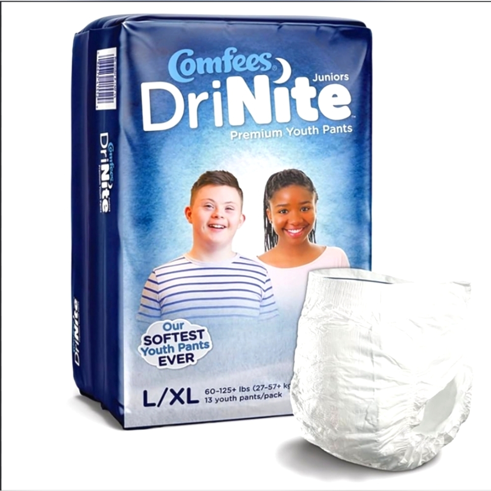 Comfees Juniors DriNite Premium Youth Pants Size:L/XL 60-125+ Lbs 13/Pack